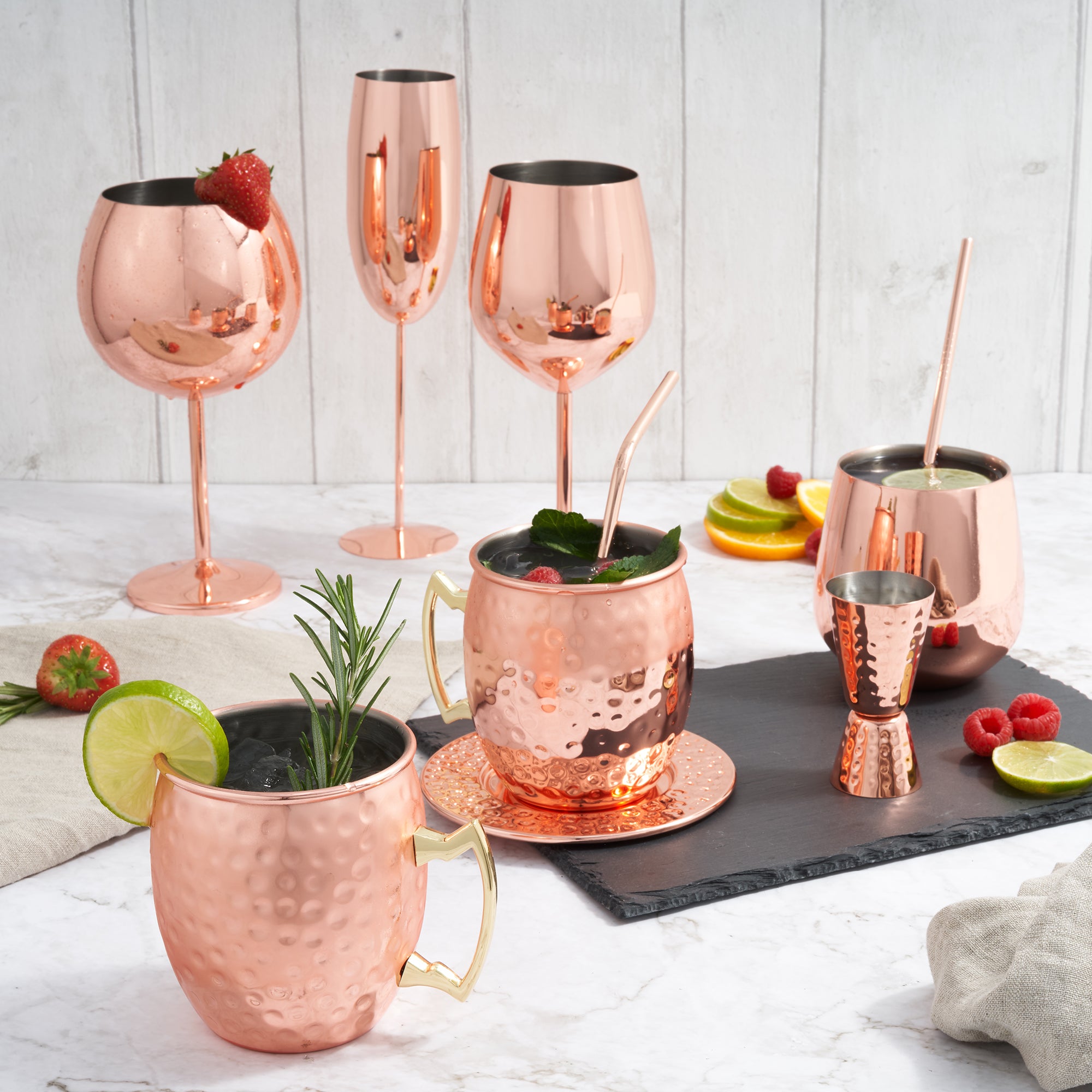 OS Oak & Steel Wine Glasses calici vino oro rosa 4 pezzi 700ml