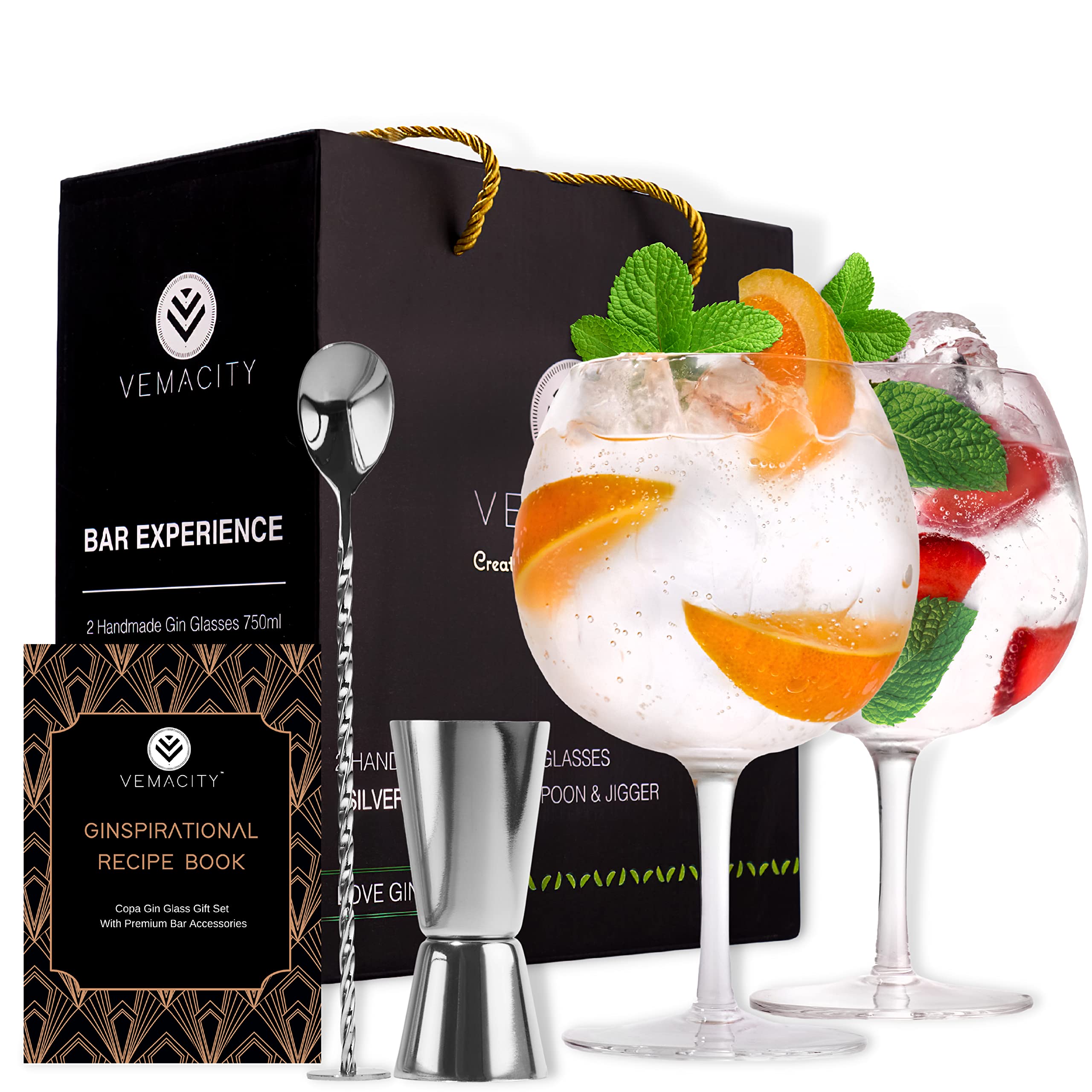 Vemacity Gin Glasses bicchieri gin 2x550 ml argento