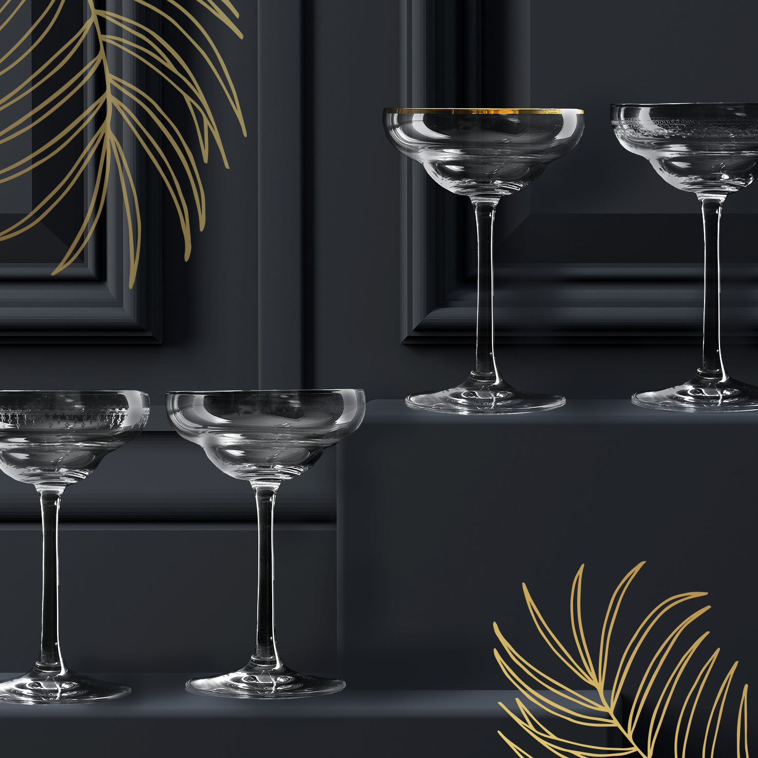Urban Bar Cocktail Glassware Gold Rim Coley Coupe 17cl cristallo