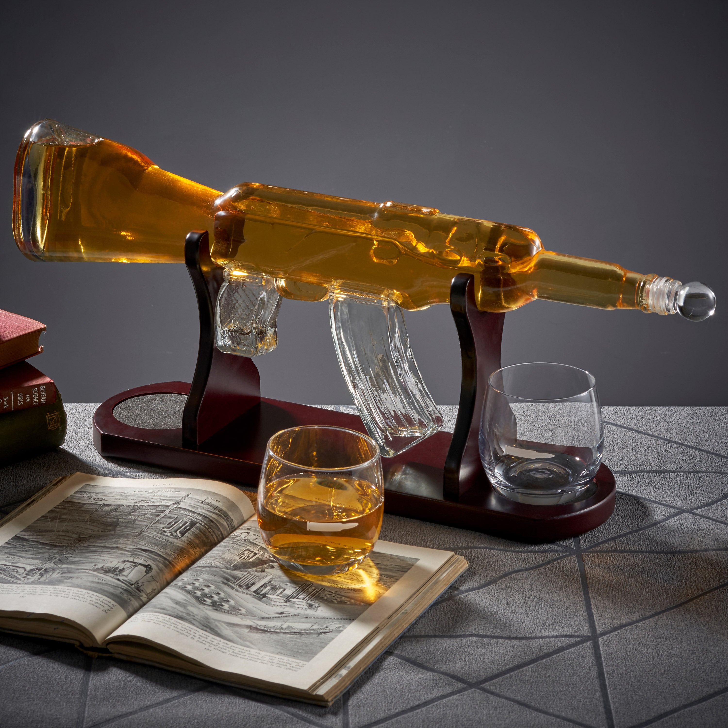 OS Oak & Steel Whiskey Decanters decanter pistola vetro set