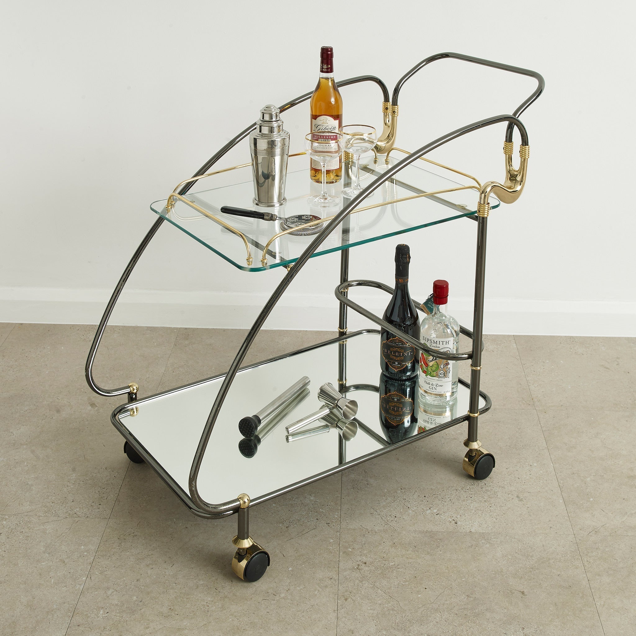Urban Bar Vintage Trolley carrello bar specchio italiano