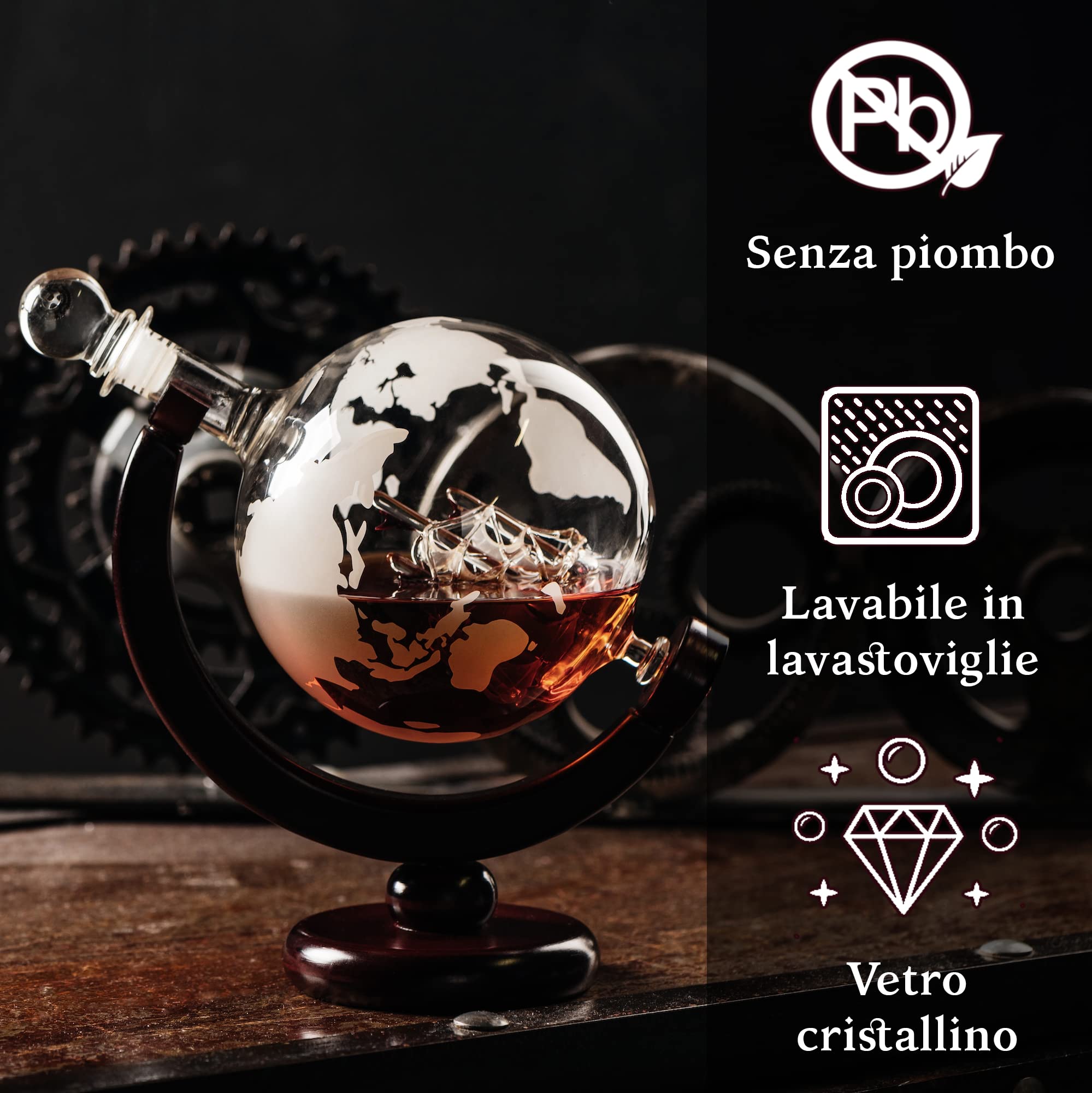 Kemstood Decanter Set decanter whisky globo 850 ml vetro