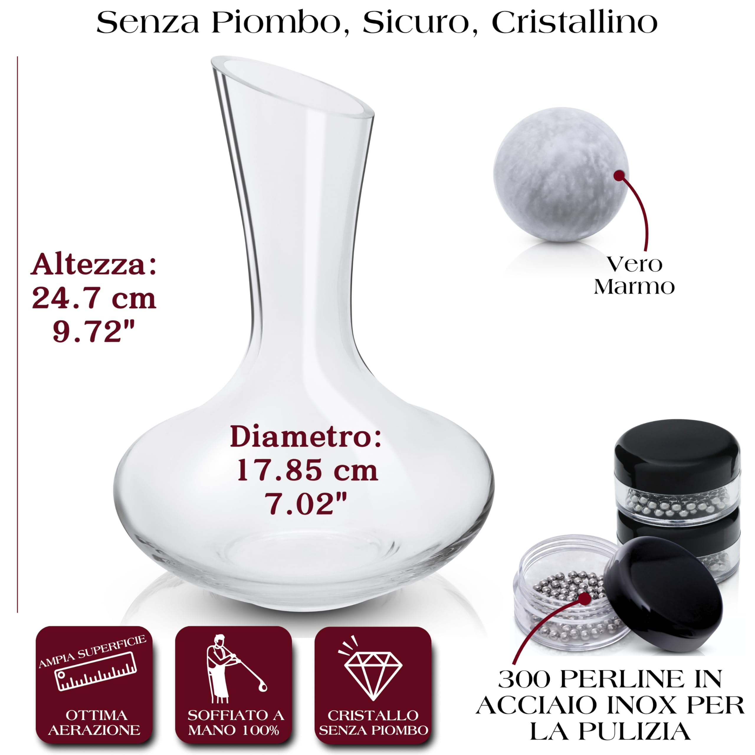 Gusto Nostro Wine Decanters decanter 750 ml tappo marmo