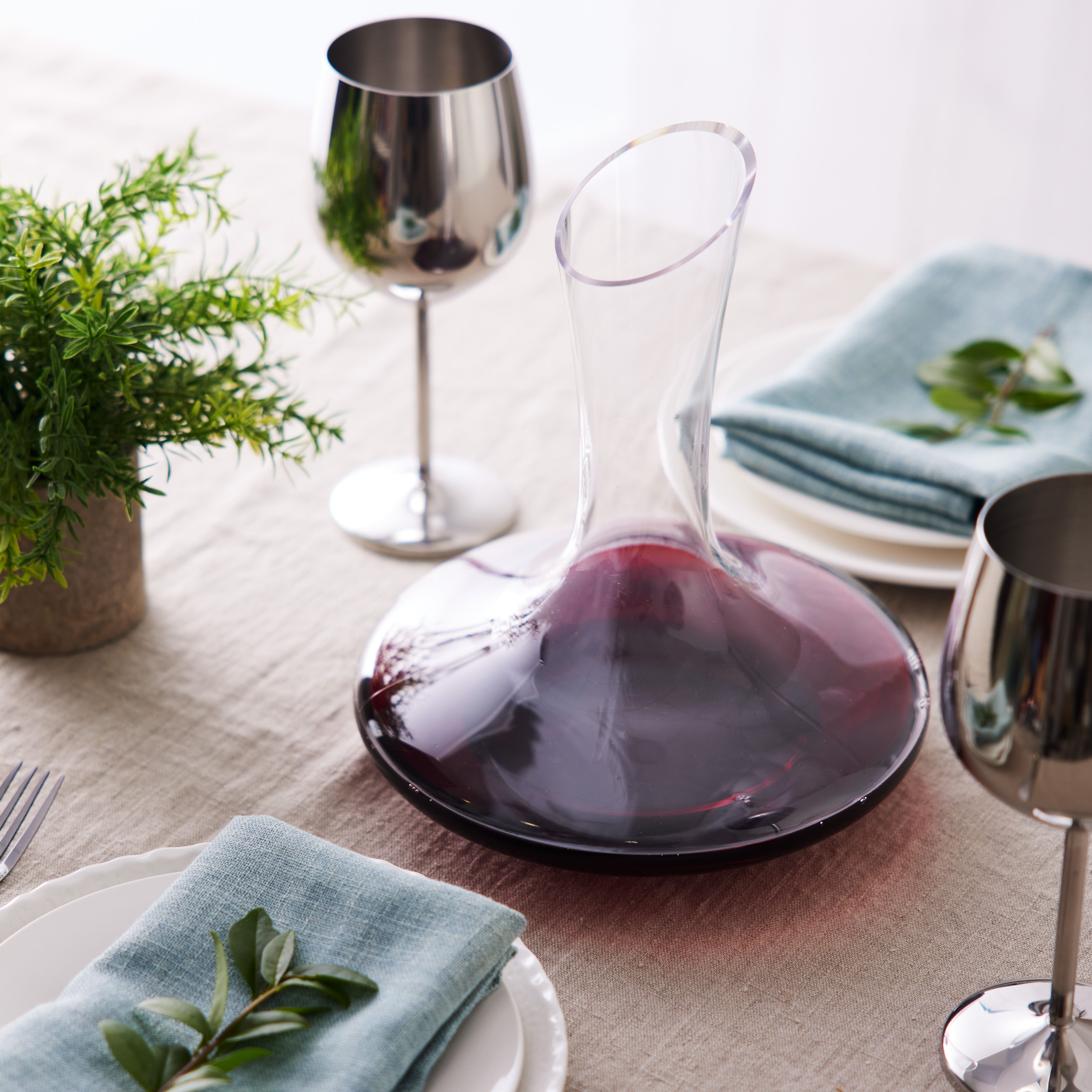 Oak & Steel Decanter Vino Cristallo Set Aerazione