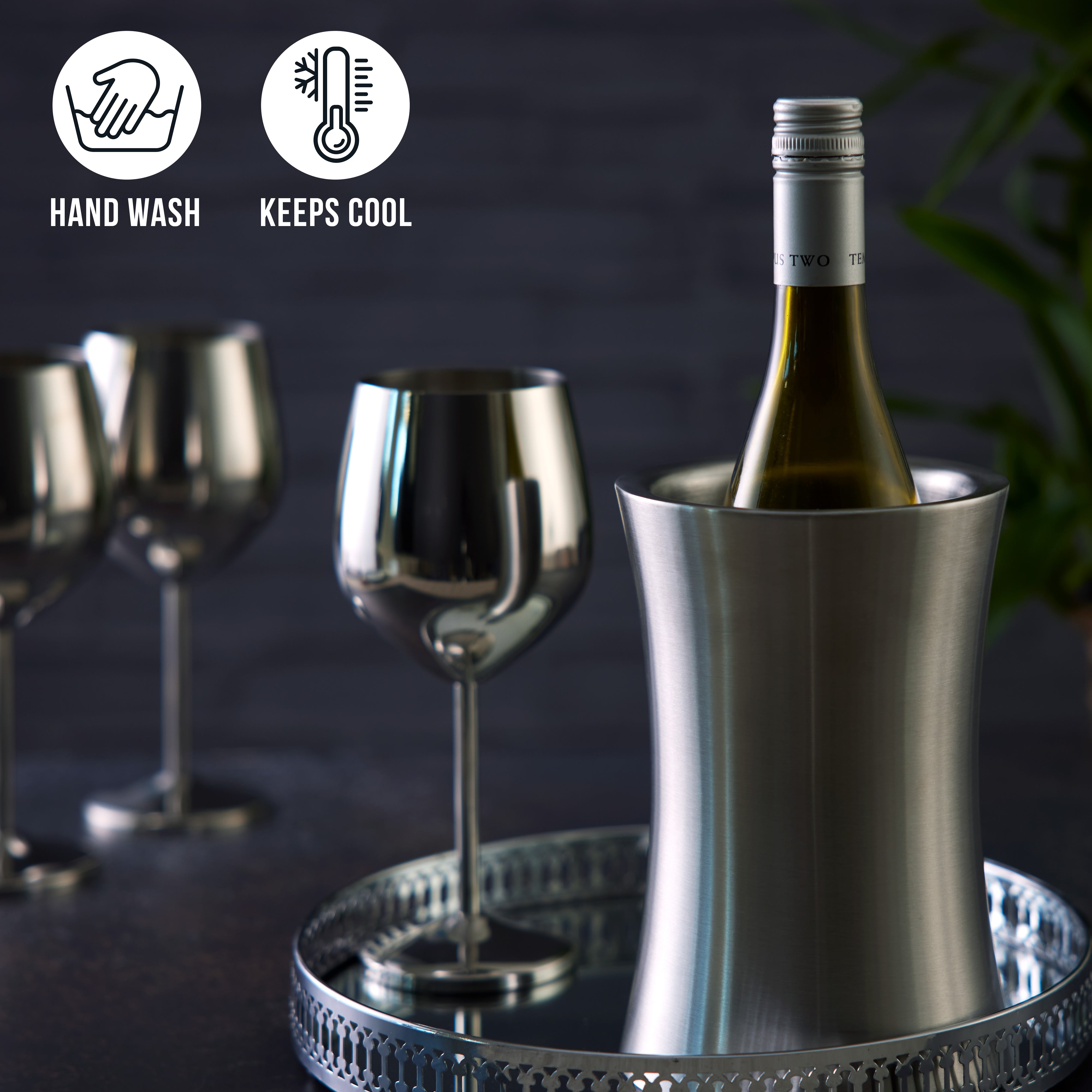 Oak & Steel Wine & dine rinfrescavino acciaio argento 750 ml