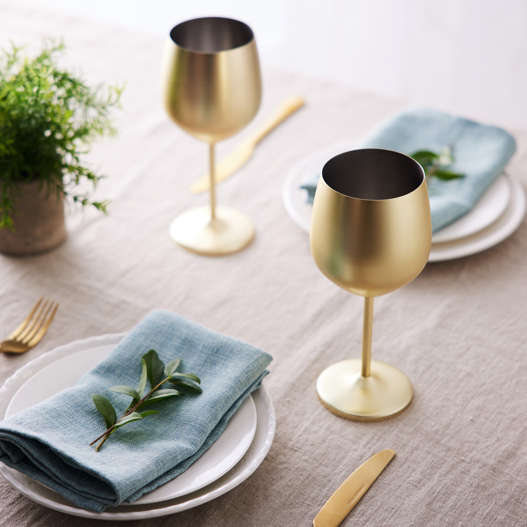 Oak & Steel Wine Glasses Calice Vino Oro Opaco 2 Pezzi