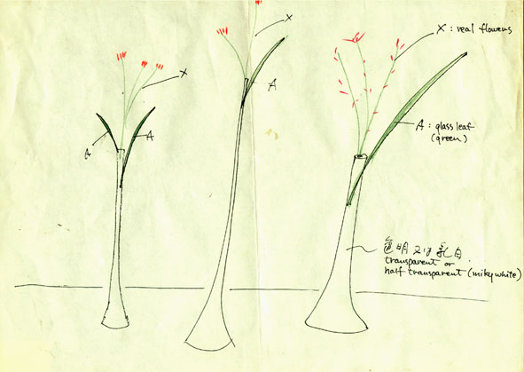 ColleVilca Ikebana vaso basso in cristallo senza piombo h 60 cm