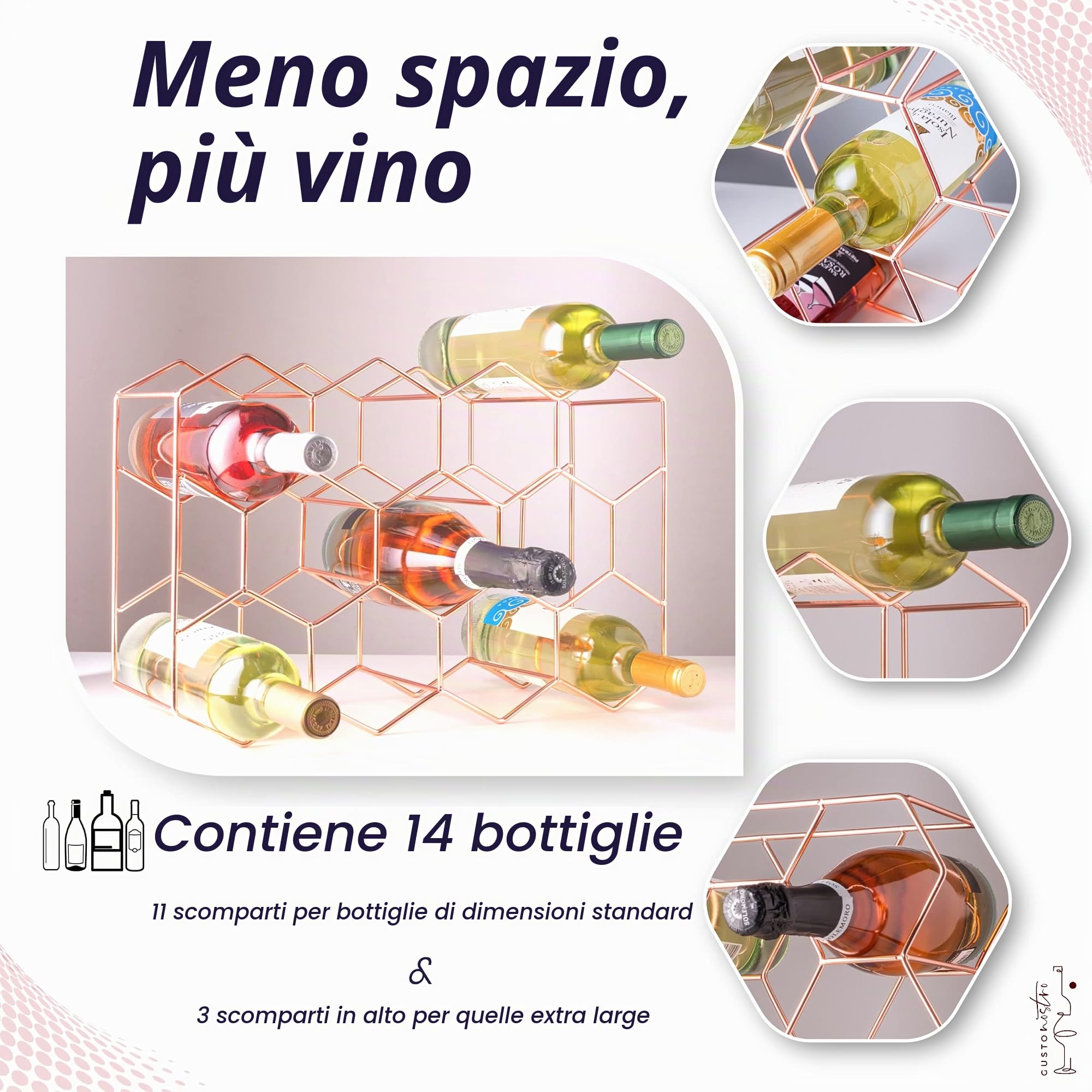 Gusto Nostro Countertops portabottiglie 14 bottiglie oro rosa