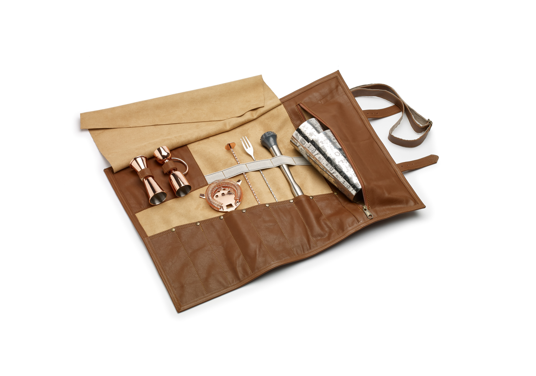 Urban Bar Accessories borsa cuoio attrezzi bar marrone