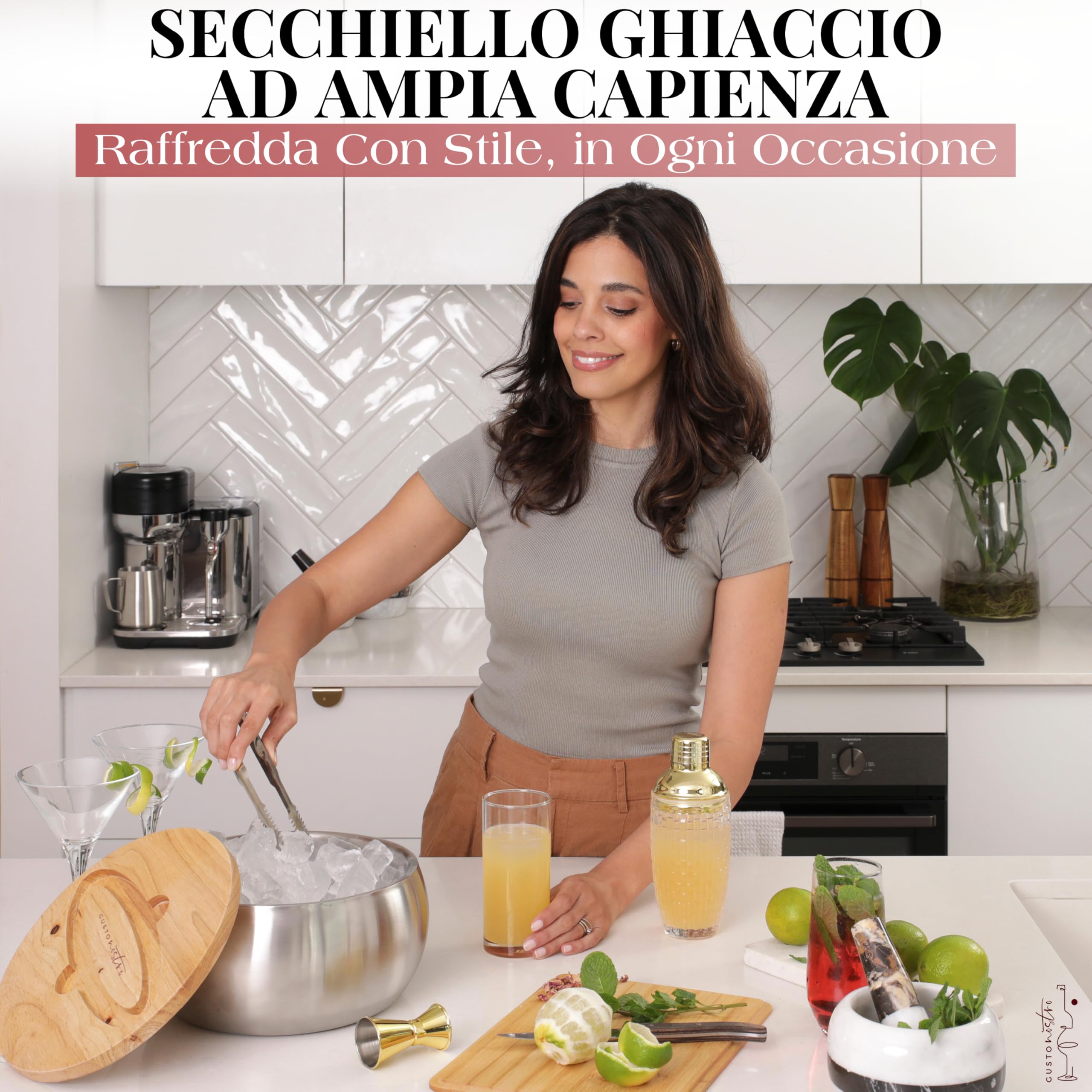 Gusto Nostro Ice Bucket Kit secchiello argento 4,1 L inox
