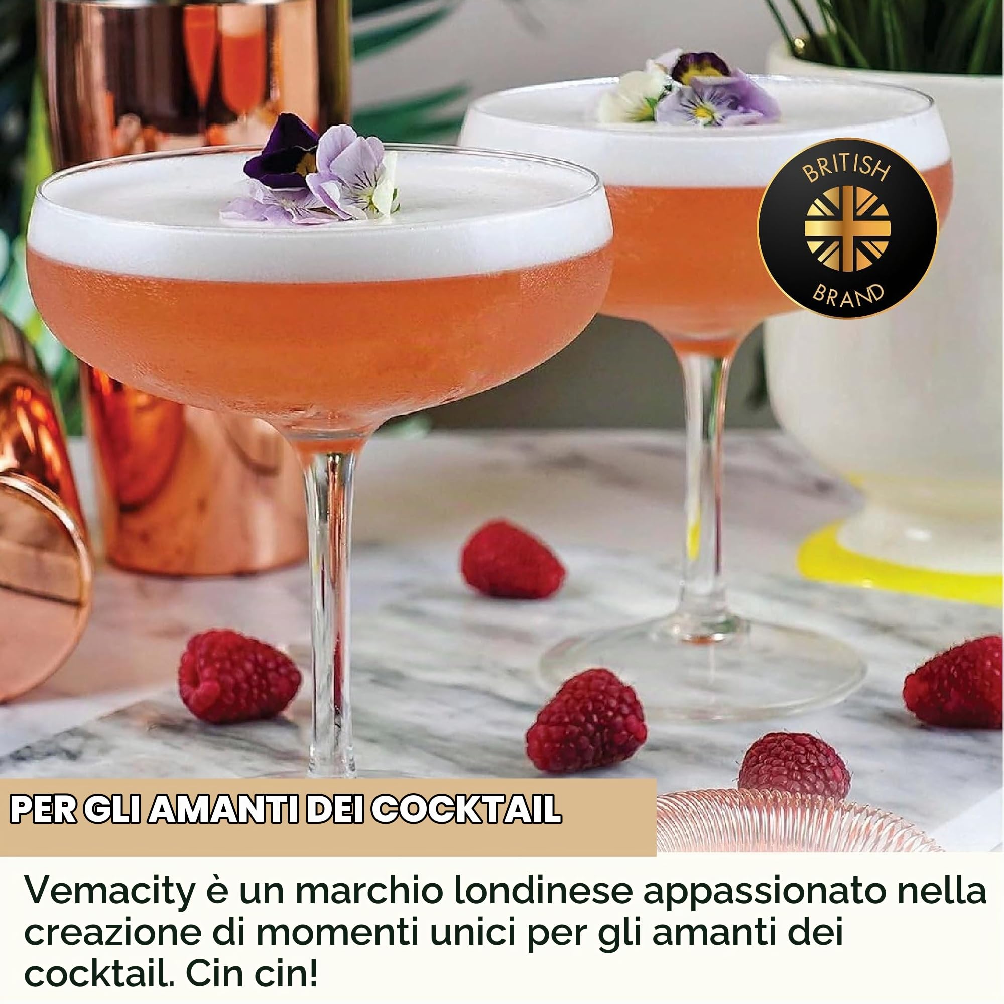 Vemacity Cocktail Glasses coppa cocktail 2 pz 280 ml cristallo