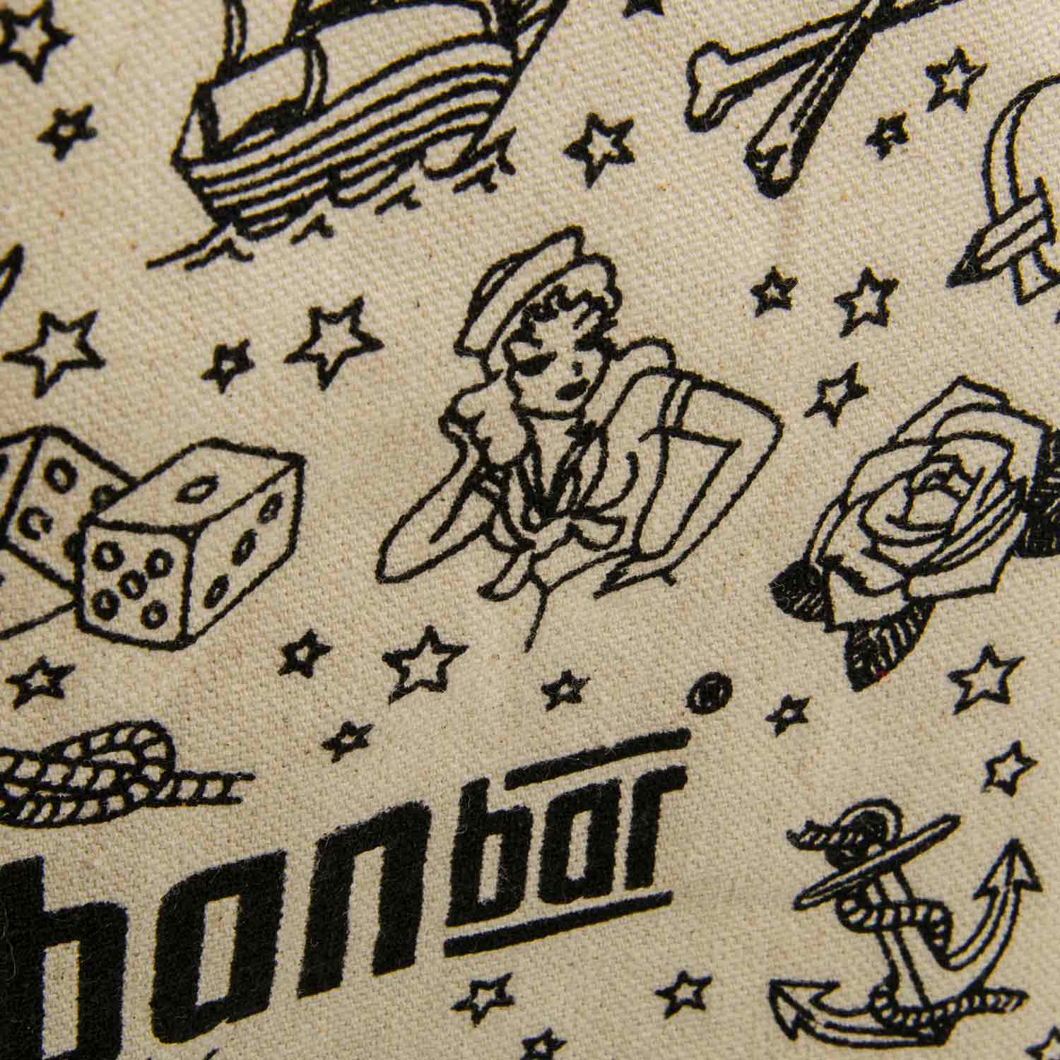 Urban Bar Tattoo Borsa Shopper Cotone 39x42 cm Nera
