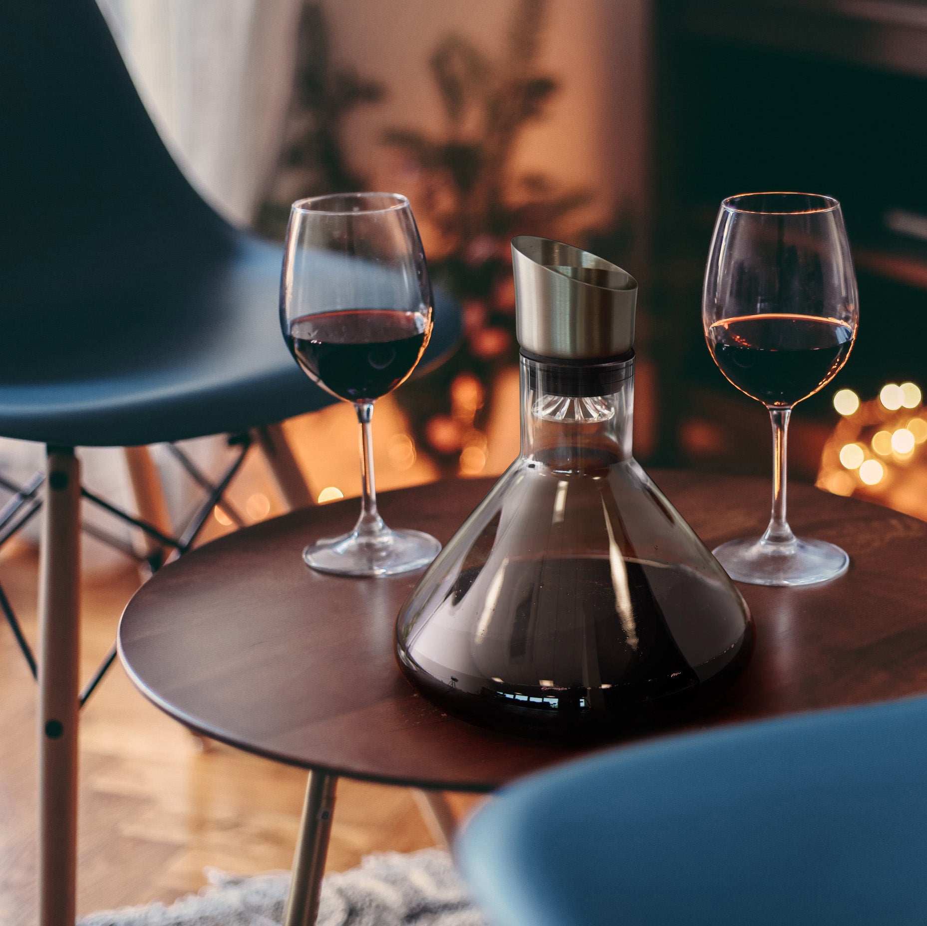 Oak & Steel decanter vino vetro con aeratore e imbuto