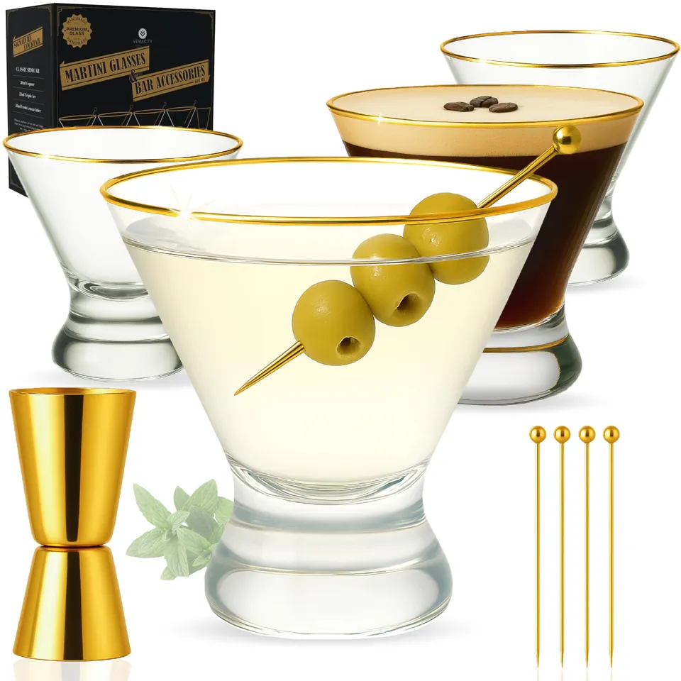 VEMACITY Cocktail Glasses Martini Senza Stelo 4pz 236ml