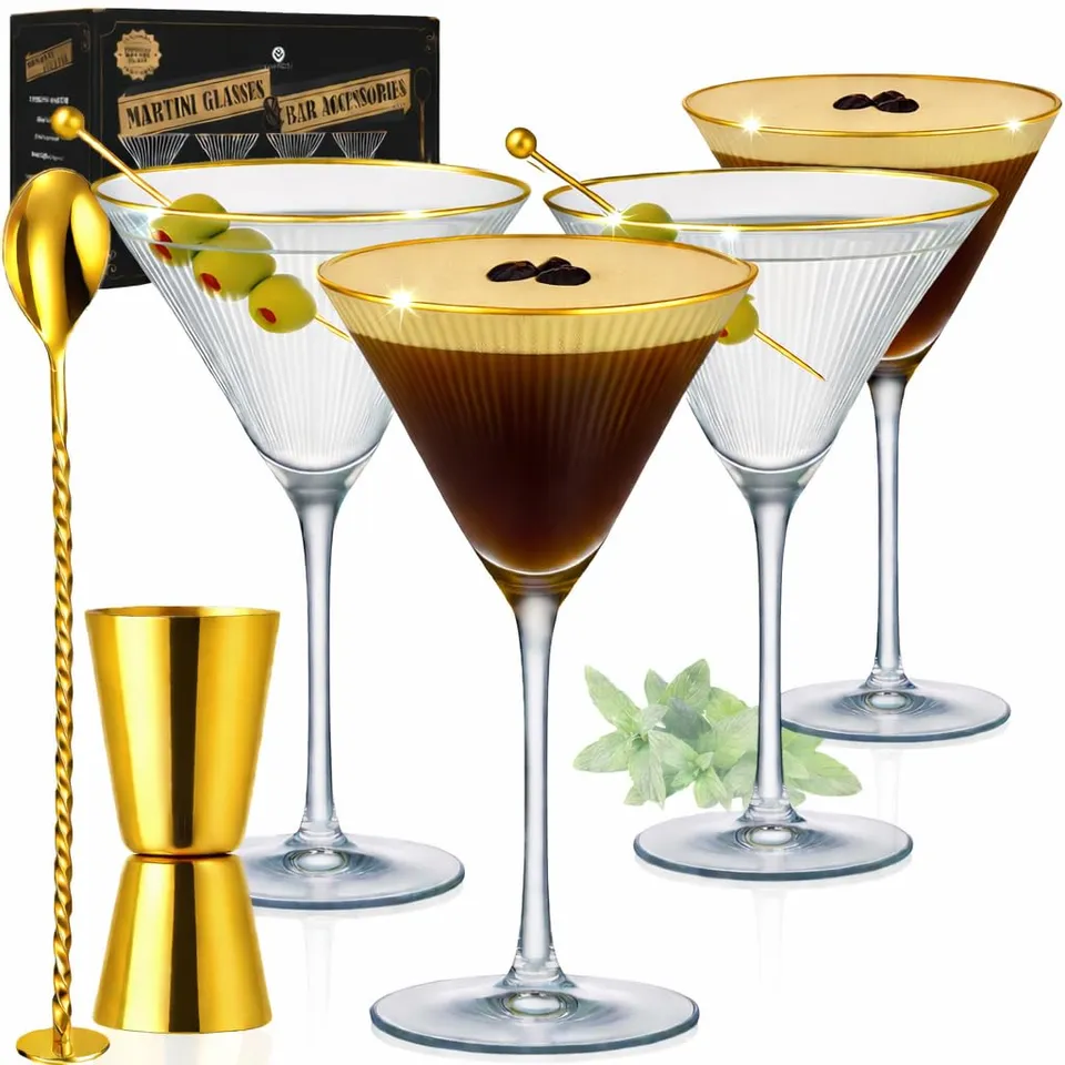 VEMACITY Cocktail Glasses Coppa Martini 4pz 220ml Oro