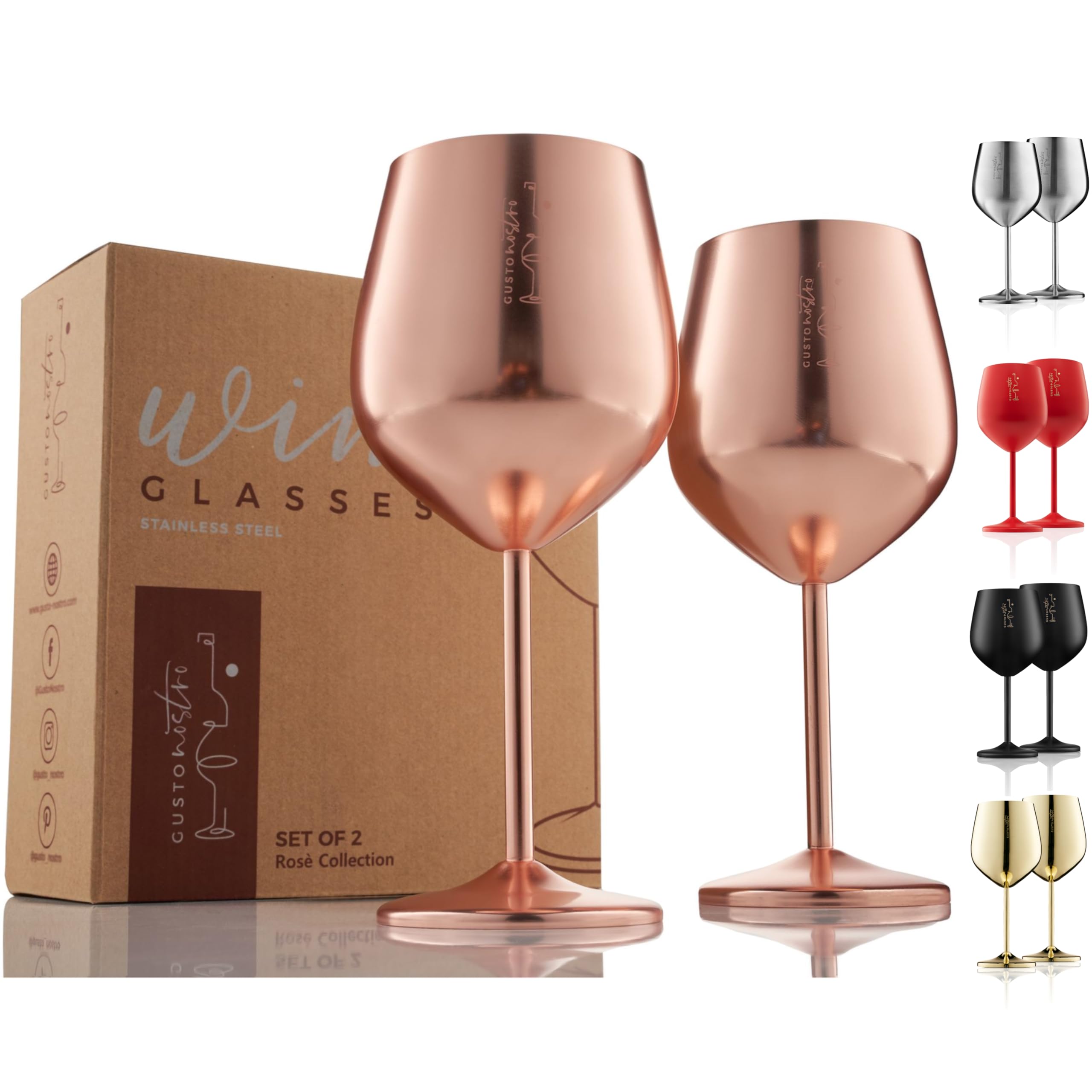 Gusto Nostro Stainless Calice Vino Acciaio 4pz Argento