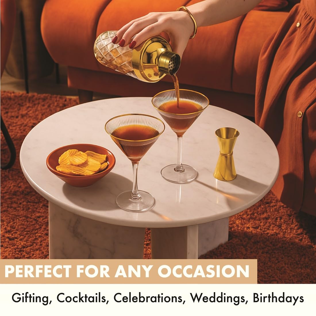 VEMACITY Cocktail Glasses Coppa Martini 4pz 220ml Oro