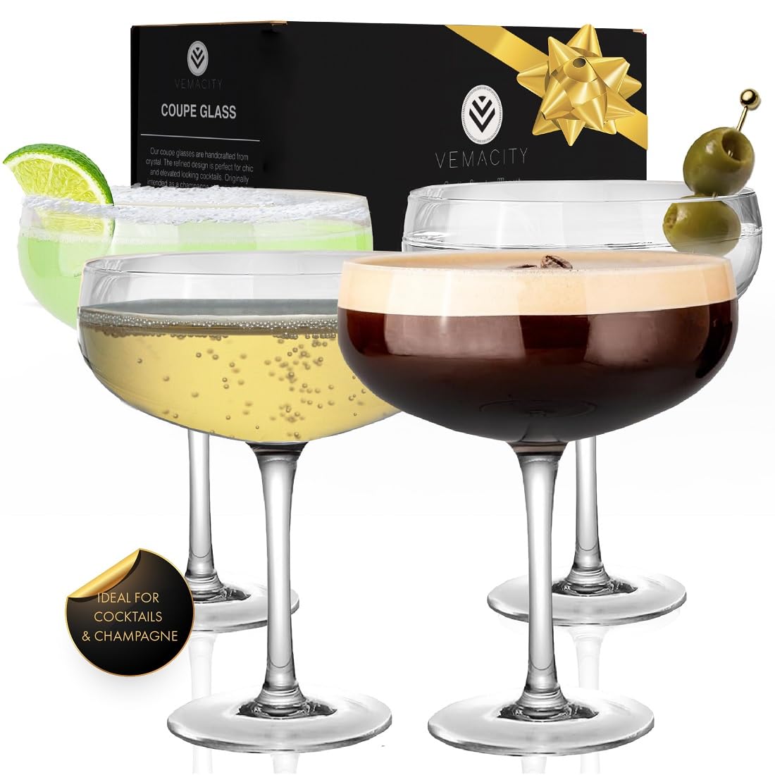 Vemacity Cocktail Glasses coppa cocktail 2 pz 280 ml cristallo