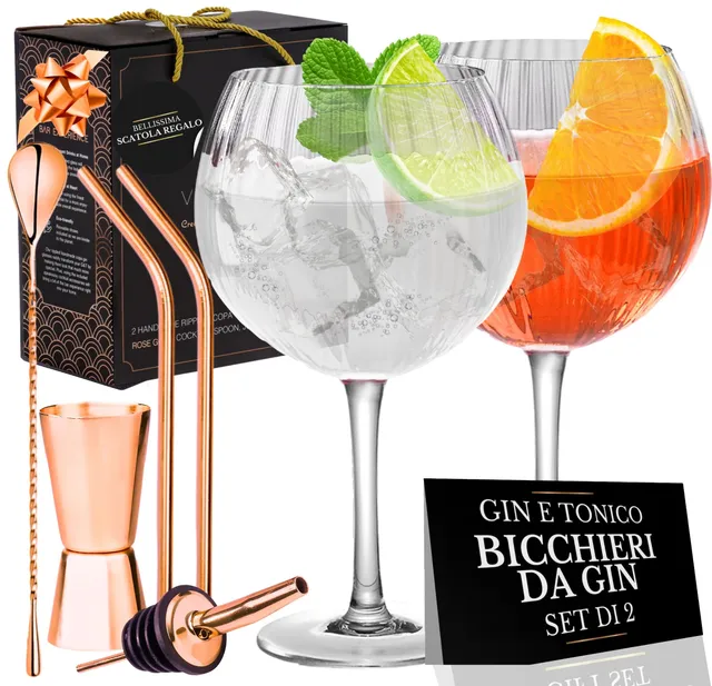 VEMACITY Gin Glasses Palloncino 550ml Set 2 Roségold