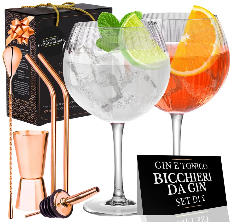 VEMACITY Gin Glasses Palloncino 550ml Set 2 Roségold