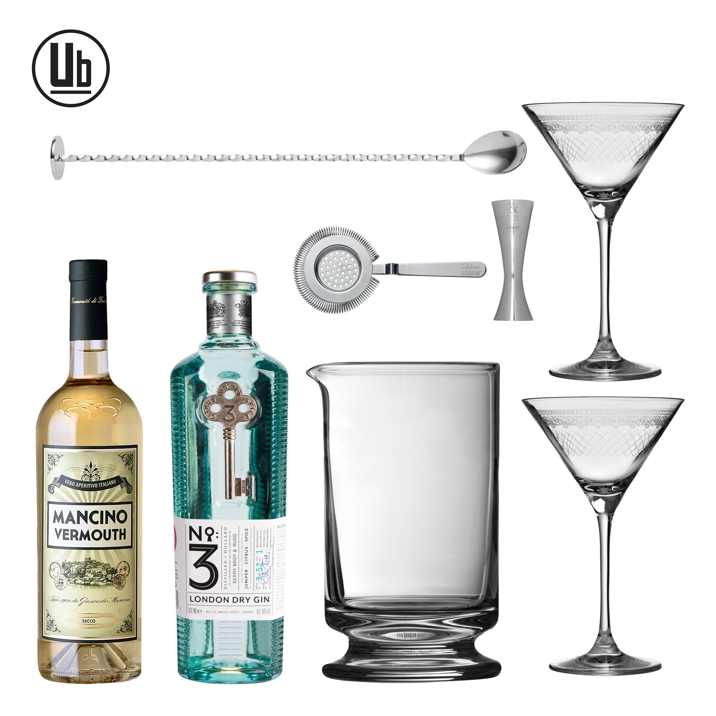Urban Bar Cocktail Kits London Gin Martini kit cocktail gin con vetro