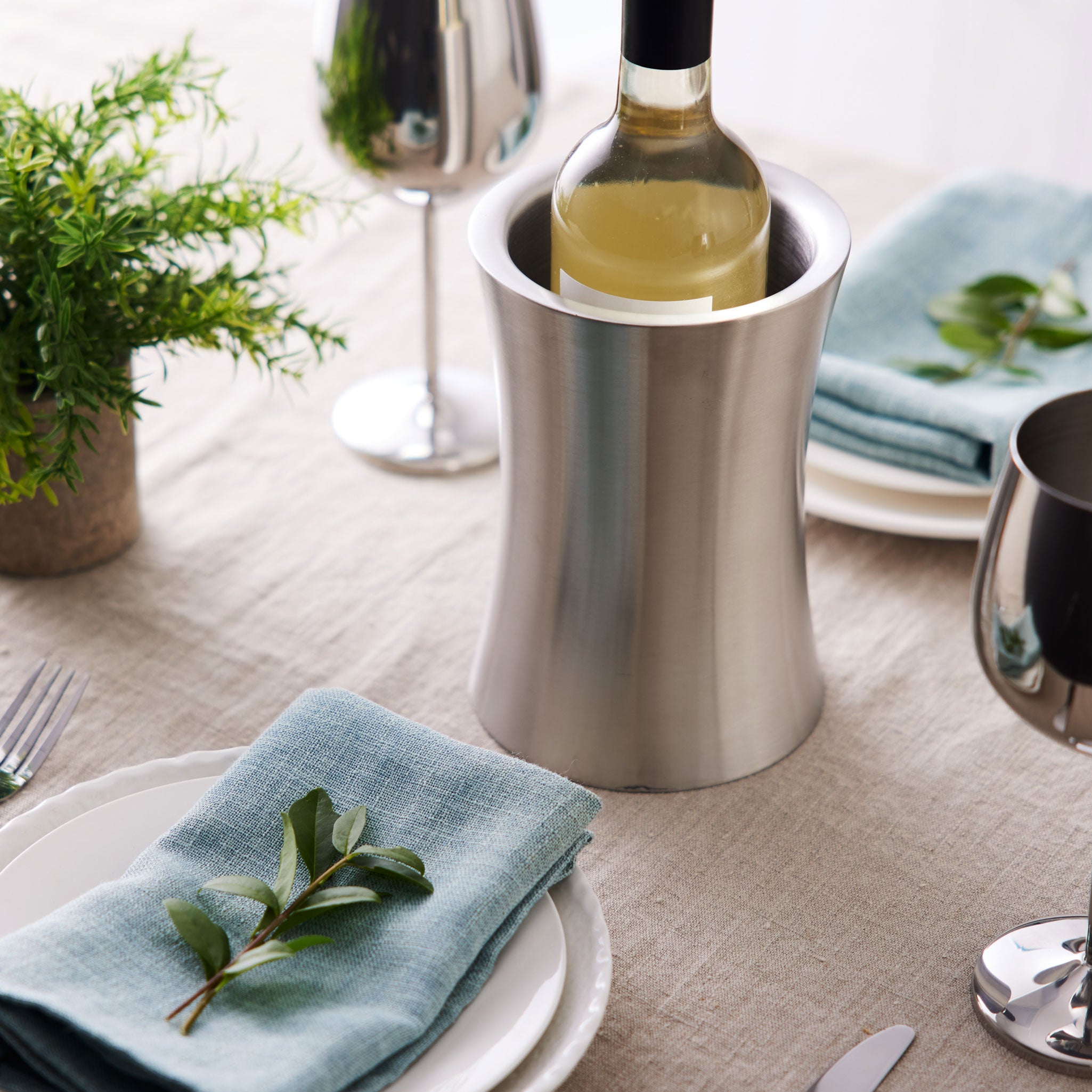 Oak & Steel Wine & dine rinfrescavino acciaio argento 750 ml