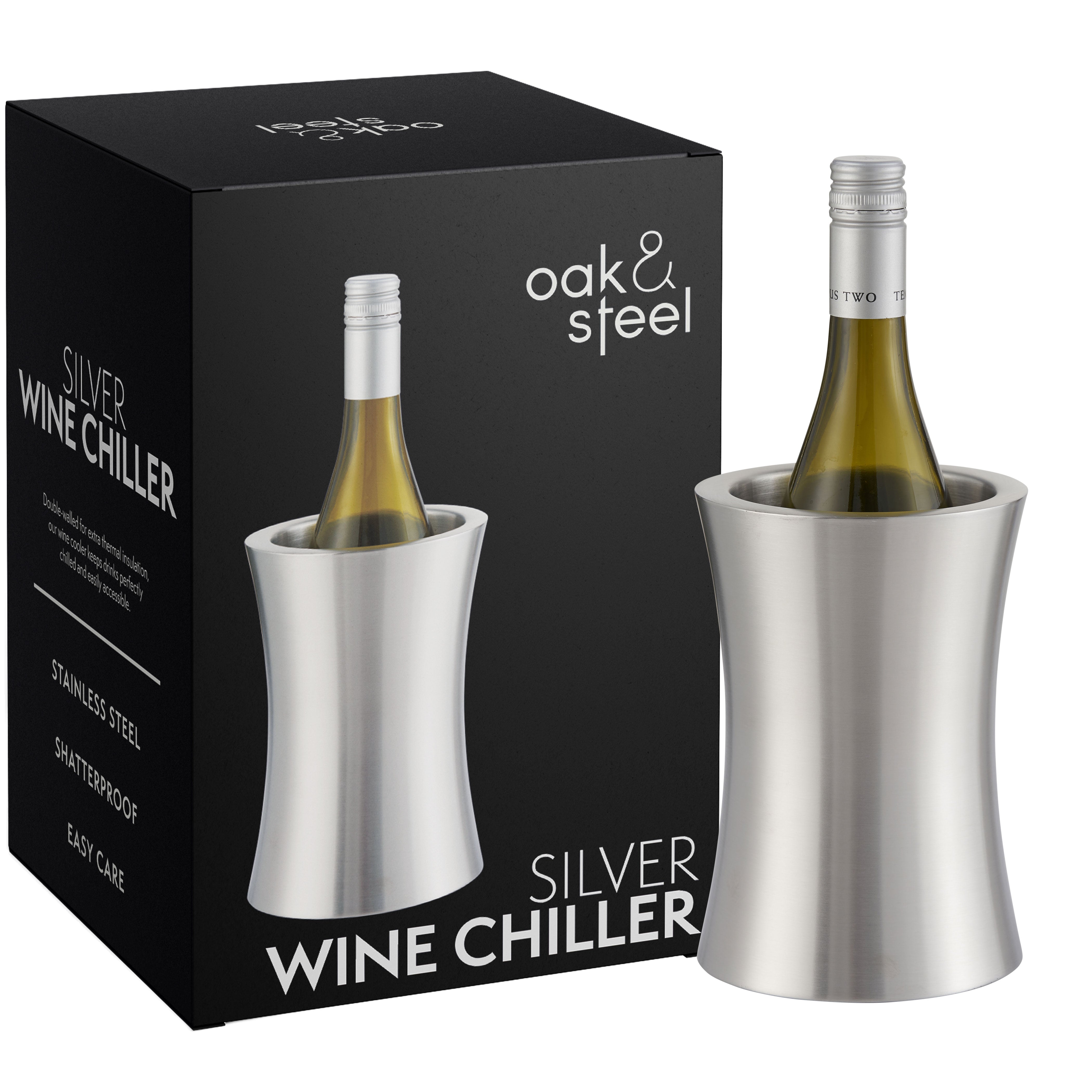 Oak & Steel Wine & dine rinfrescavino acciaio argento 750 ml