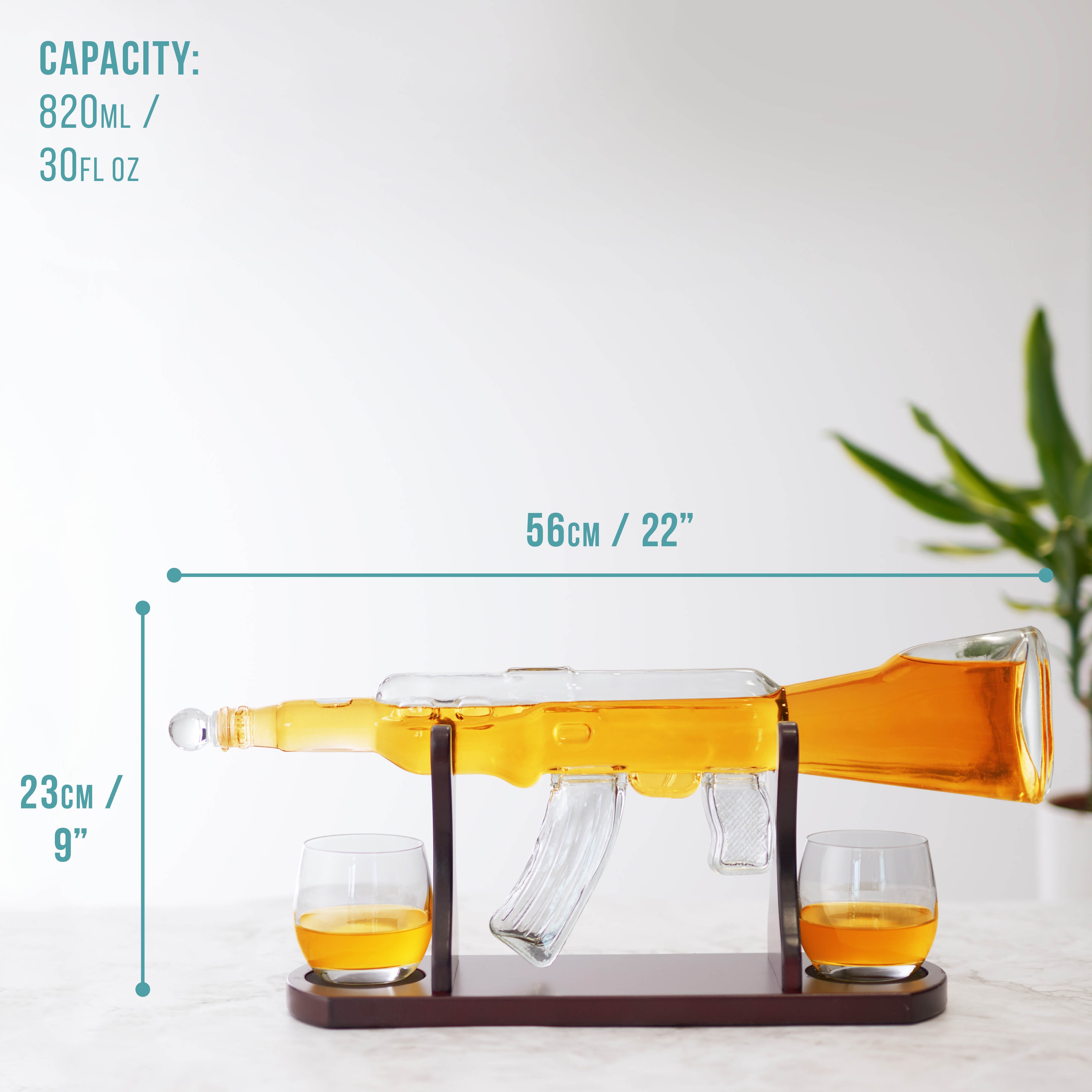 OS Oak & Steel Whiskey Decanters decanter pistola vetro set