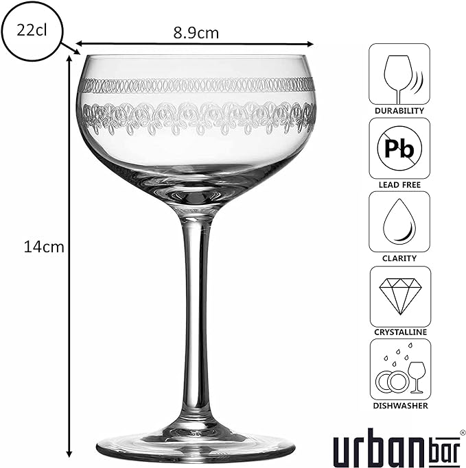 Urban Bar 1910 coppa champagne cristallo 21 cl 4 pz