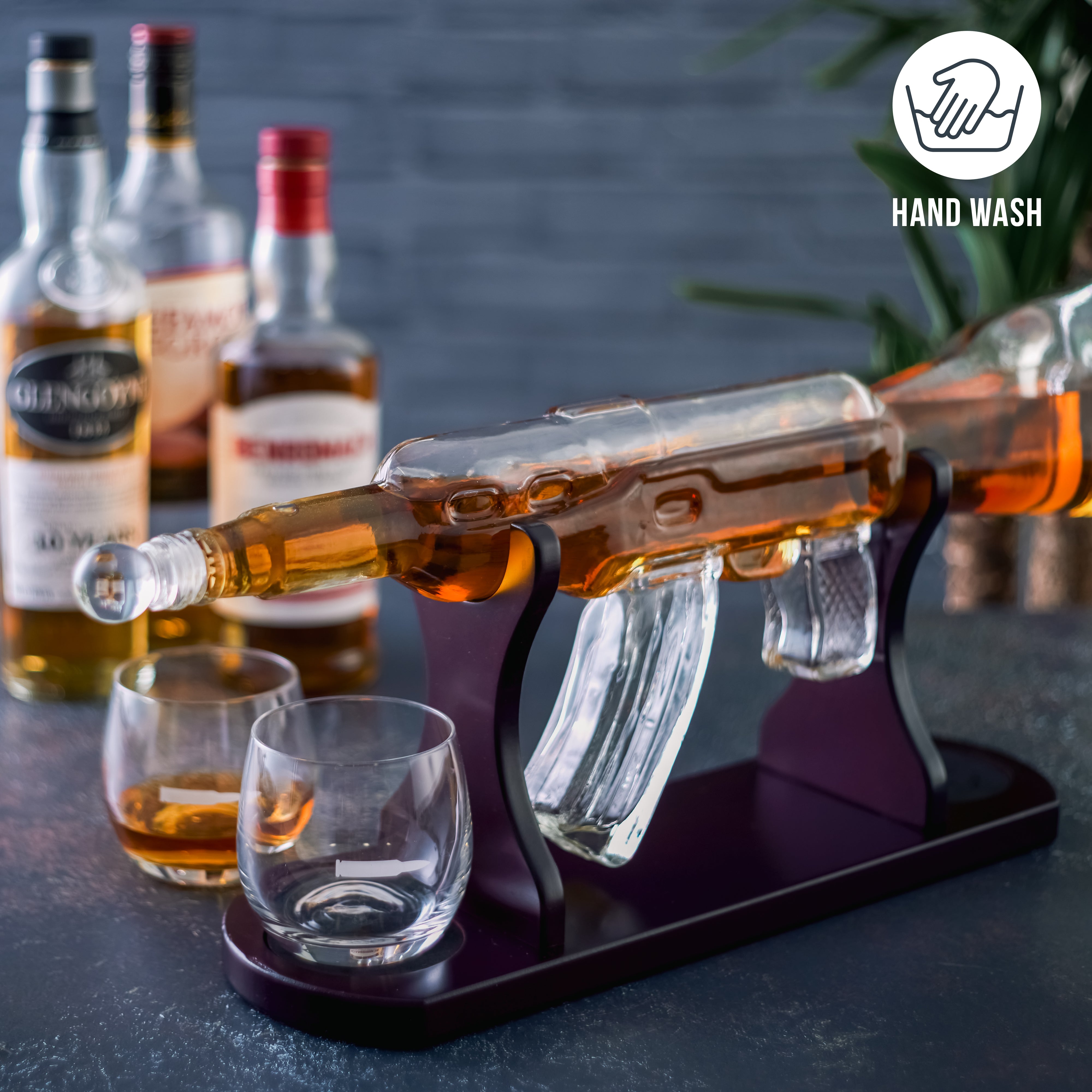 OS Oak & Steel Whiskey Decanters decanter pistola vetro set