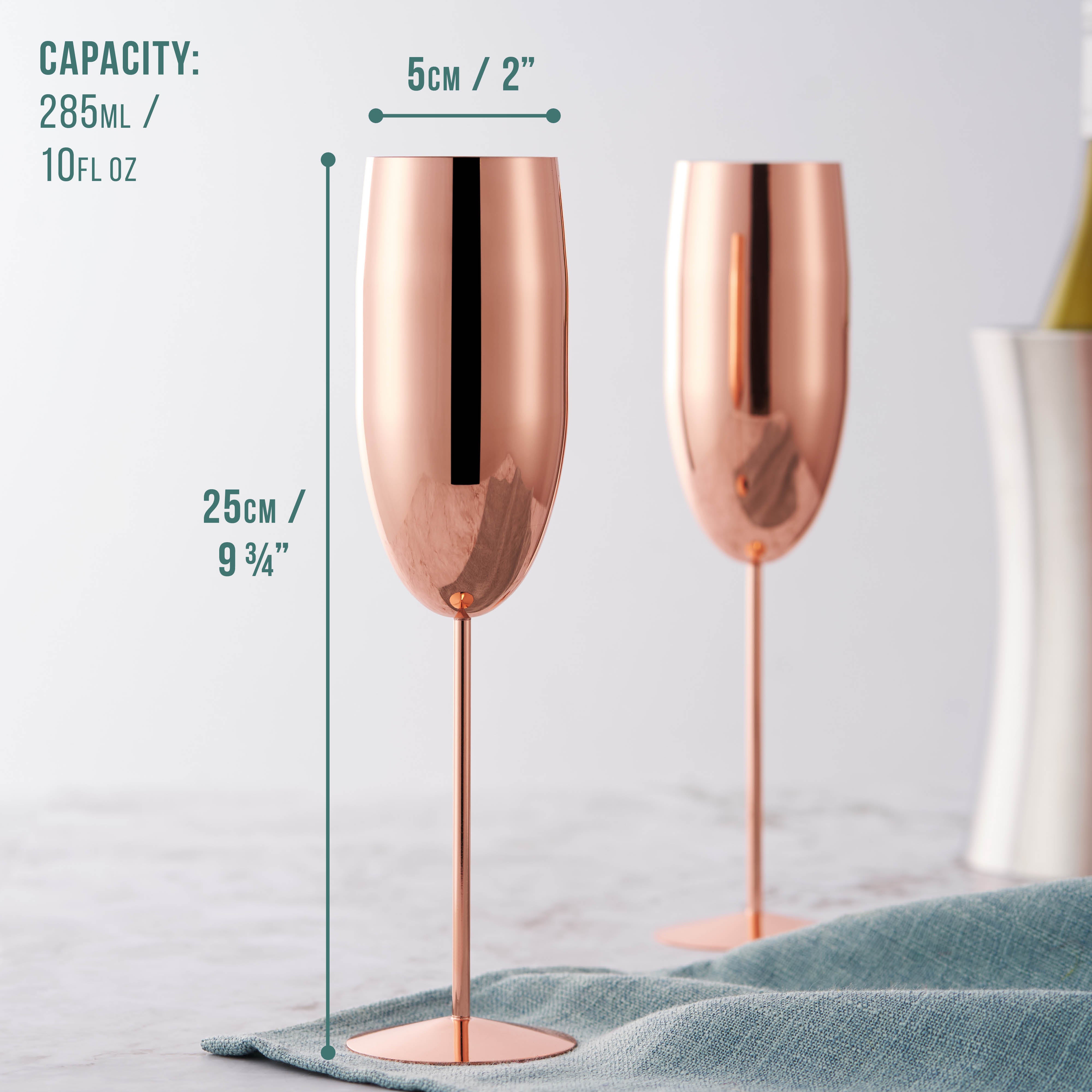 Oak & Steel Flutes champagne acciaio oro rosa 2 pezzi